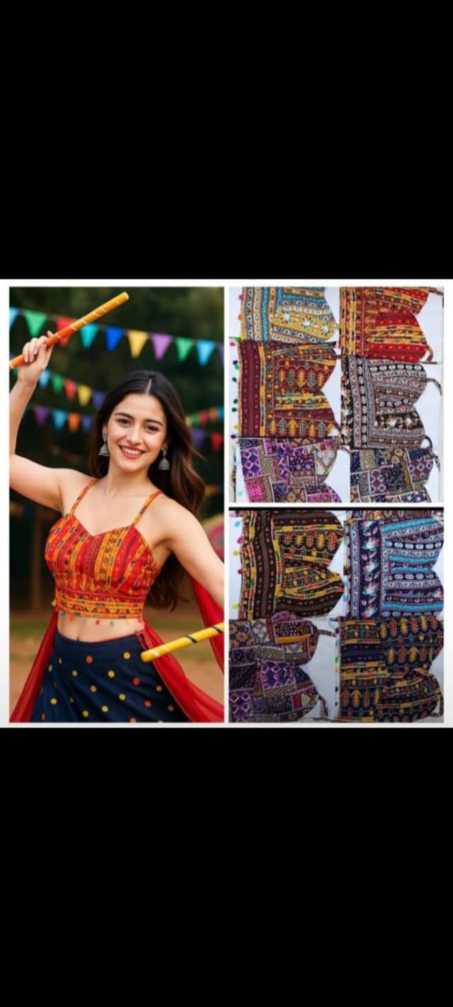 Girls Cotton Blend Printed Regular Crop Top