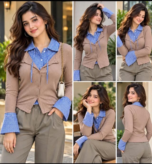 Girls Cotton Blend Check Regular Long Shirt