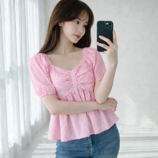 Women Cotton Blend Striped Regular Top