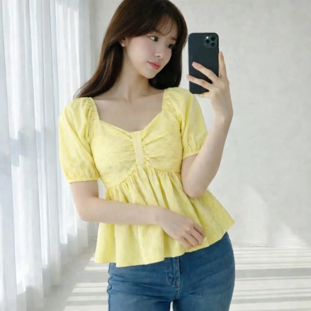 Women Cotton Blend Striped Regular Top