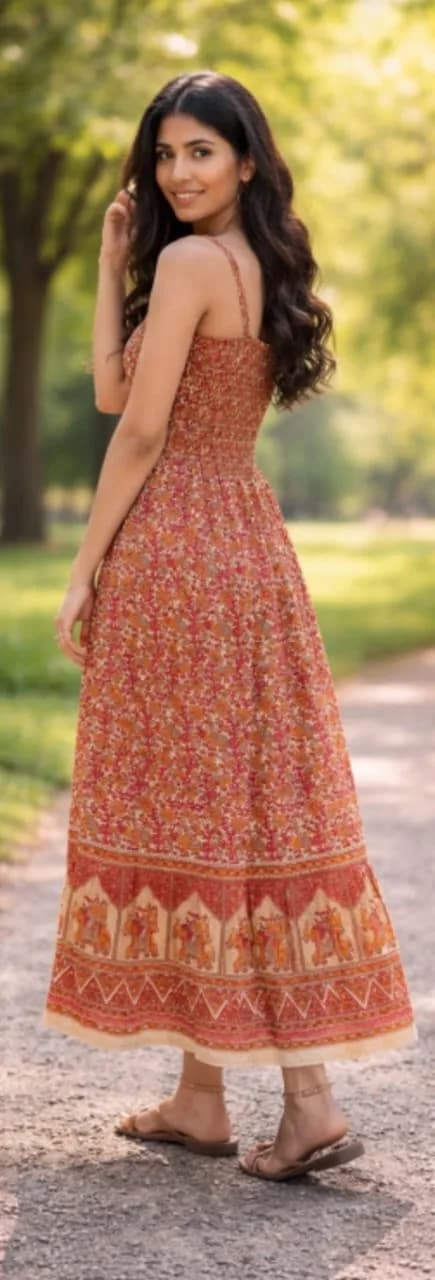 Women Rayon Floral Print Ankle Gown