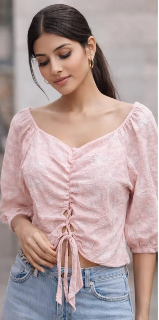 Women Polyester Self Design Regular Top