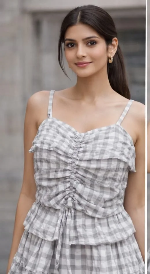 Women Cotton Check Regular Top