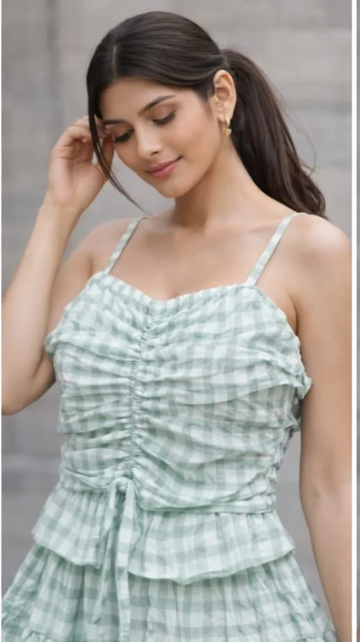 Women Cotton Check Regular Top